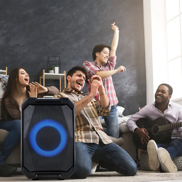 PartyBox Pro™ – 80W Karaoke Speaker w/ Dual Wireless Mics & RGB Lights