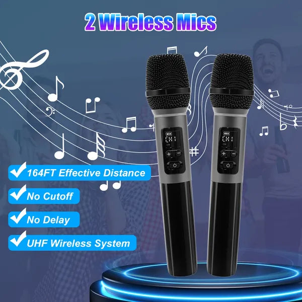 PartyBox Pro™ – 80W Karaoke Speaker w/ Dual Wireless Mics & RGB Lights