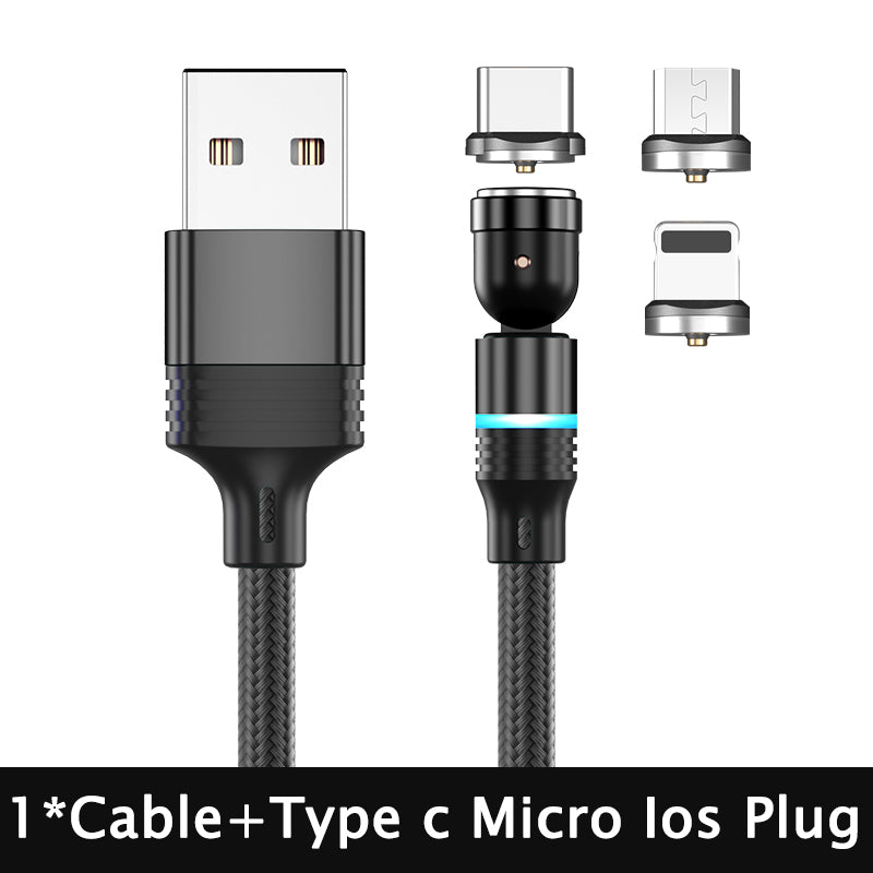 540° Cable™ – Rotating Magnetic Fast Charging Cable (Universal)