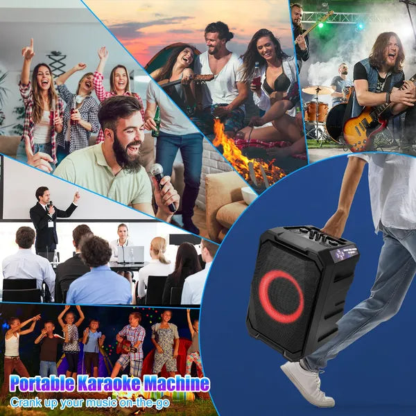PartyBox Pro™ – 80W Karaoke Speaker w/ Dual Wireless Mics & RGB Lights