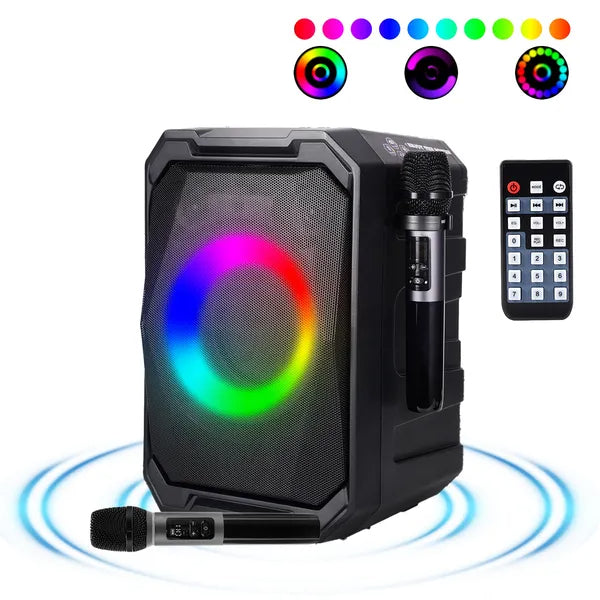 PartyBox Pro™ – 80W Karaoke Speaker w/ Dual Wireless Mics & RGB Lights